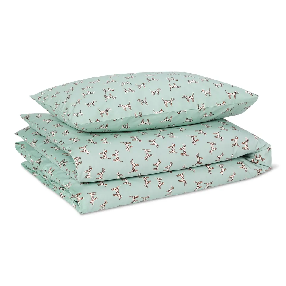 Amazon Basics Set Letto Bambini Cotone Bio Cani Menta 100x135 cm