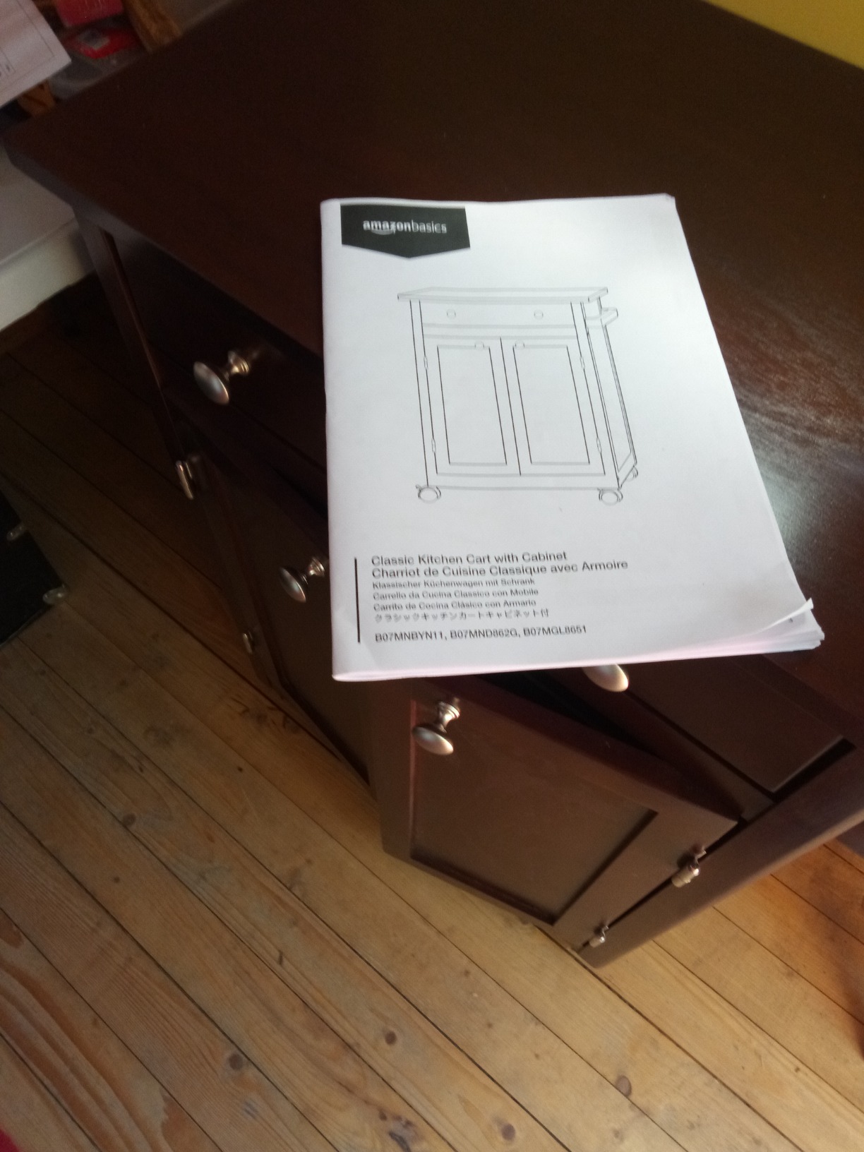 Amazon Basics Classico carrello cucina legno grigio rustico con ruote