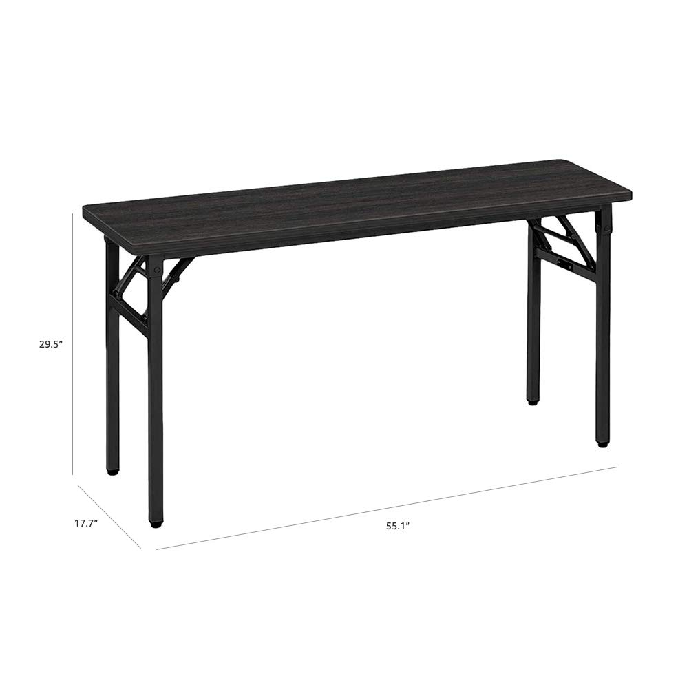Amazon Basics Tavolo Pieghevole 140 cm Nero Gambe Nere