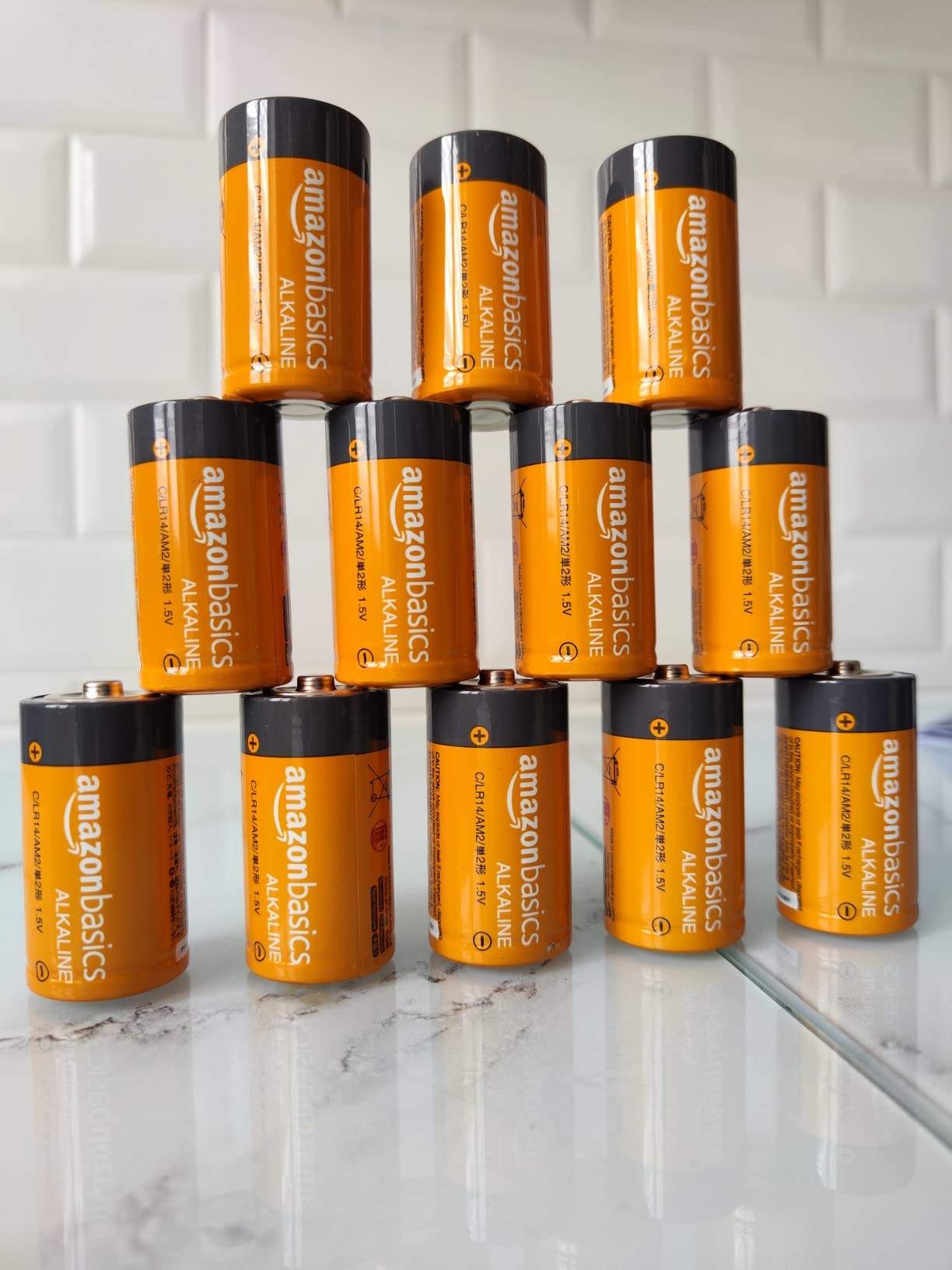 Amazon Basics Batterie C Alcaline 1,5V Confezione da 12 Durevoli