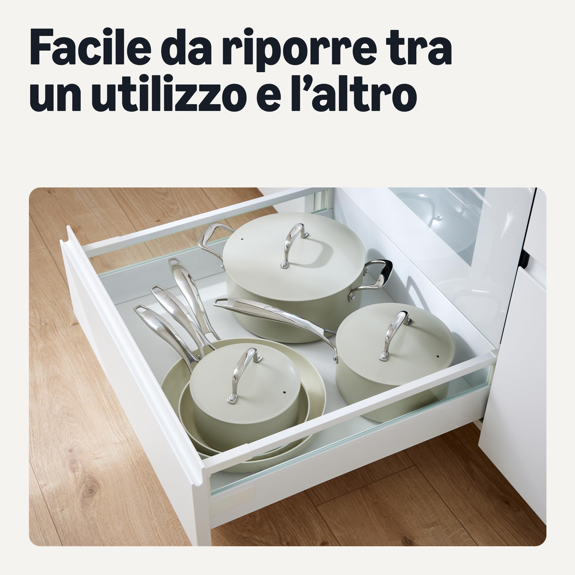 AmazonBasics set pentole ceramica 8 pezzi grigio lino induzione