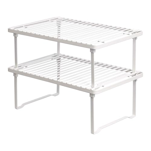 AmazonBasics Ripiani Cucina Impilabili Bianchi 2 Pezzi Acciaio