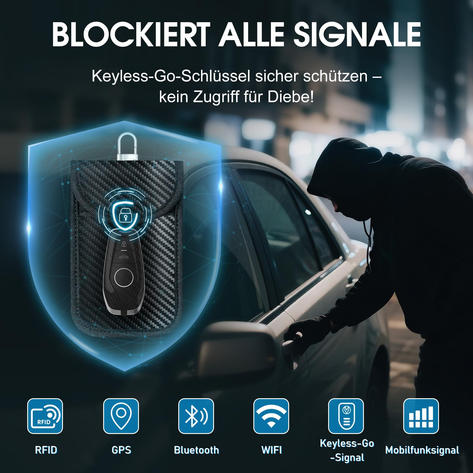 RealPlus protezione keyless go custodia Faraday 14x9 cm 2 pz