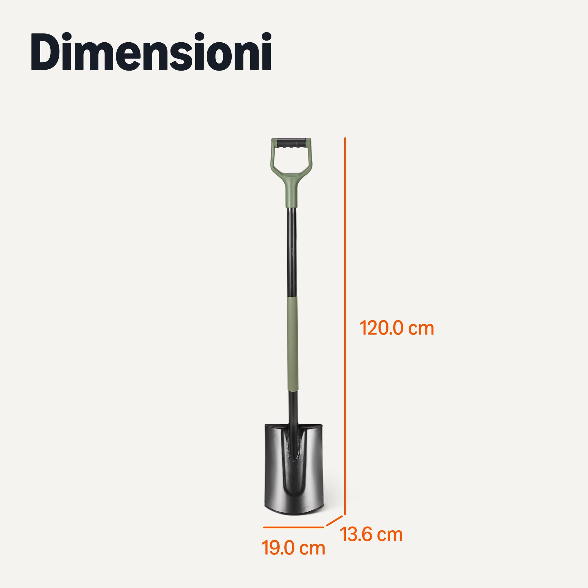 Amazon Basics pala da giardinaggio piatta 47 pollici acciaio nera