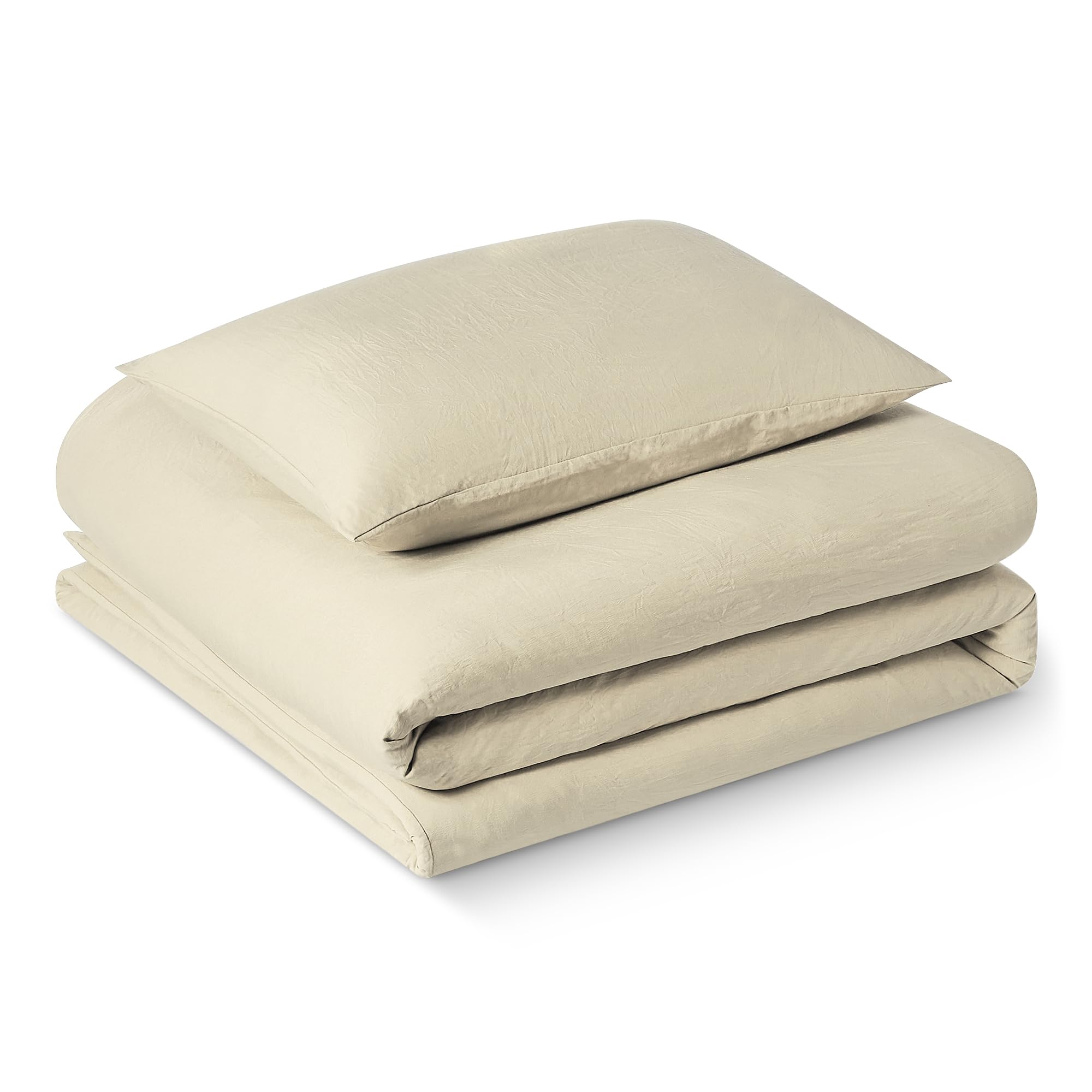 Amazon Basics Set Copripiumino Singolo Microfibra 135x200 Beige