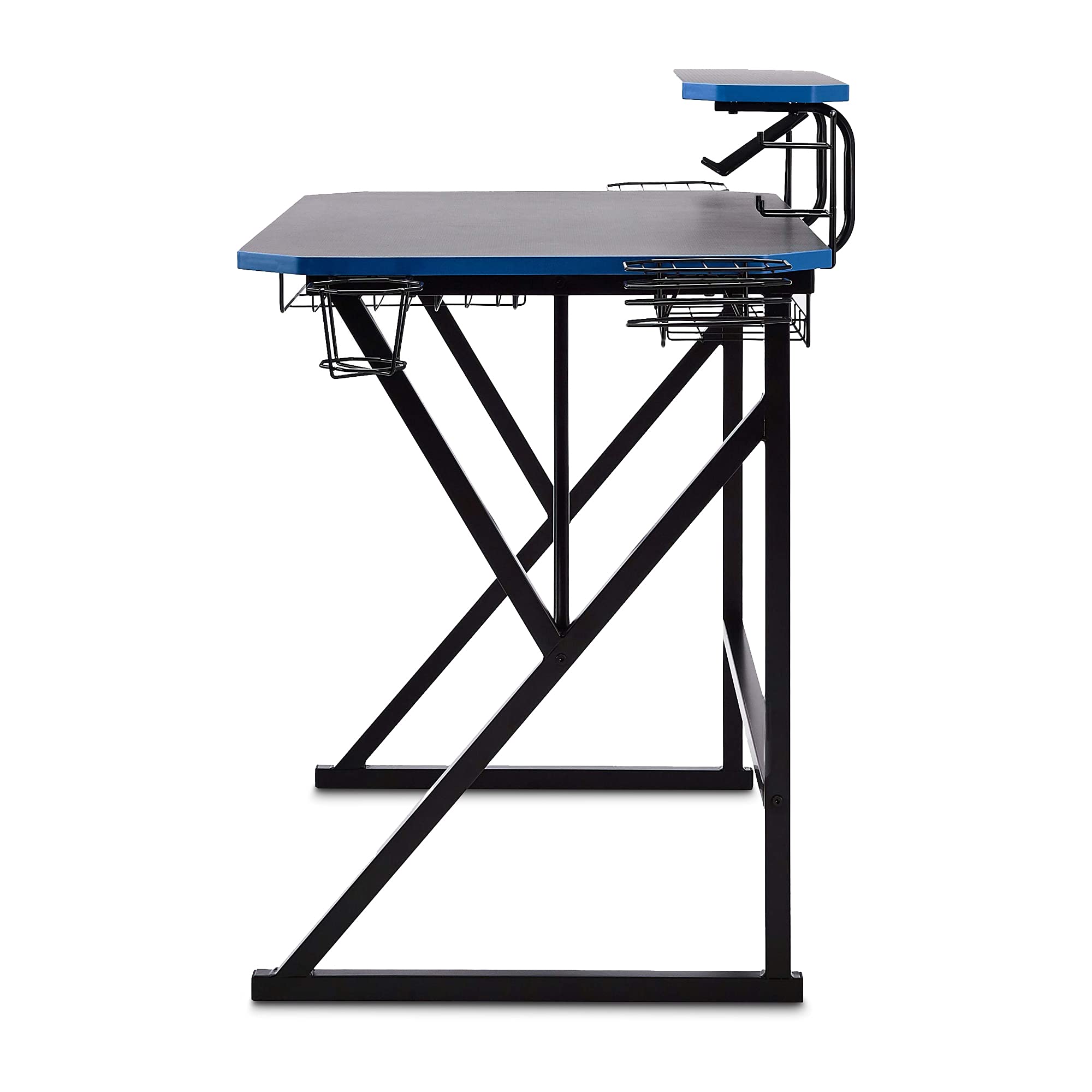 AmazonBasics Scrivania Gaming con Scomparti Blu 130 cm