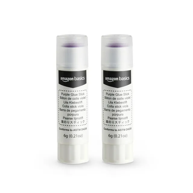 AmazonBasics Colla Stick Viola Lavabile 2 Pezzi 0,21 oz