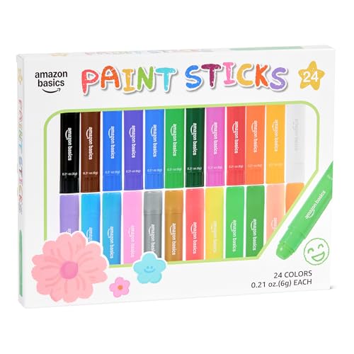 Amazon Basics Stick di Pittura Bambini 24 Pezzi Lavabili