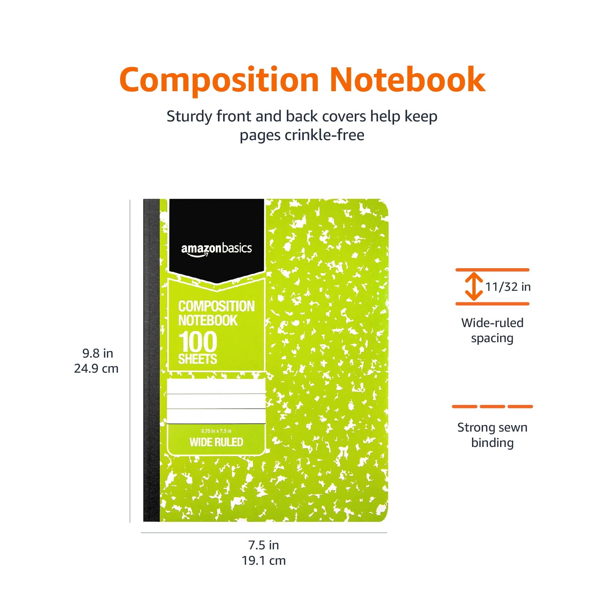 AmazonBasics Quaderno a Righe 100 Fogli 4 Pezzi Marmorizzato