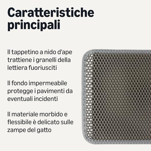 Amazon Basics tappetino lettiera gatto 61x38 doppio strato grigio