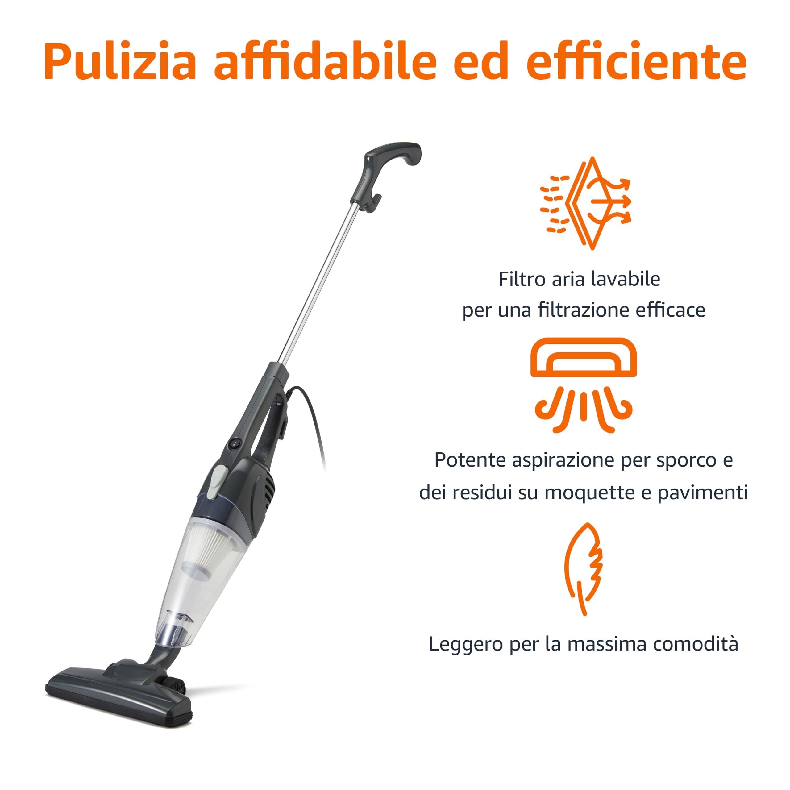 Amazon Basics Scopa Elettrica con Filo 2-in-1 13 kPa Nera