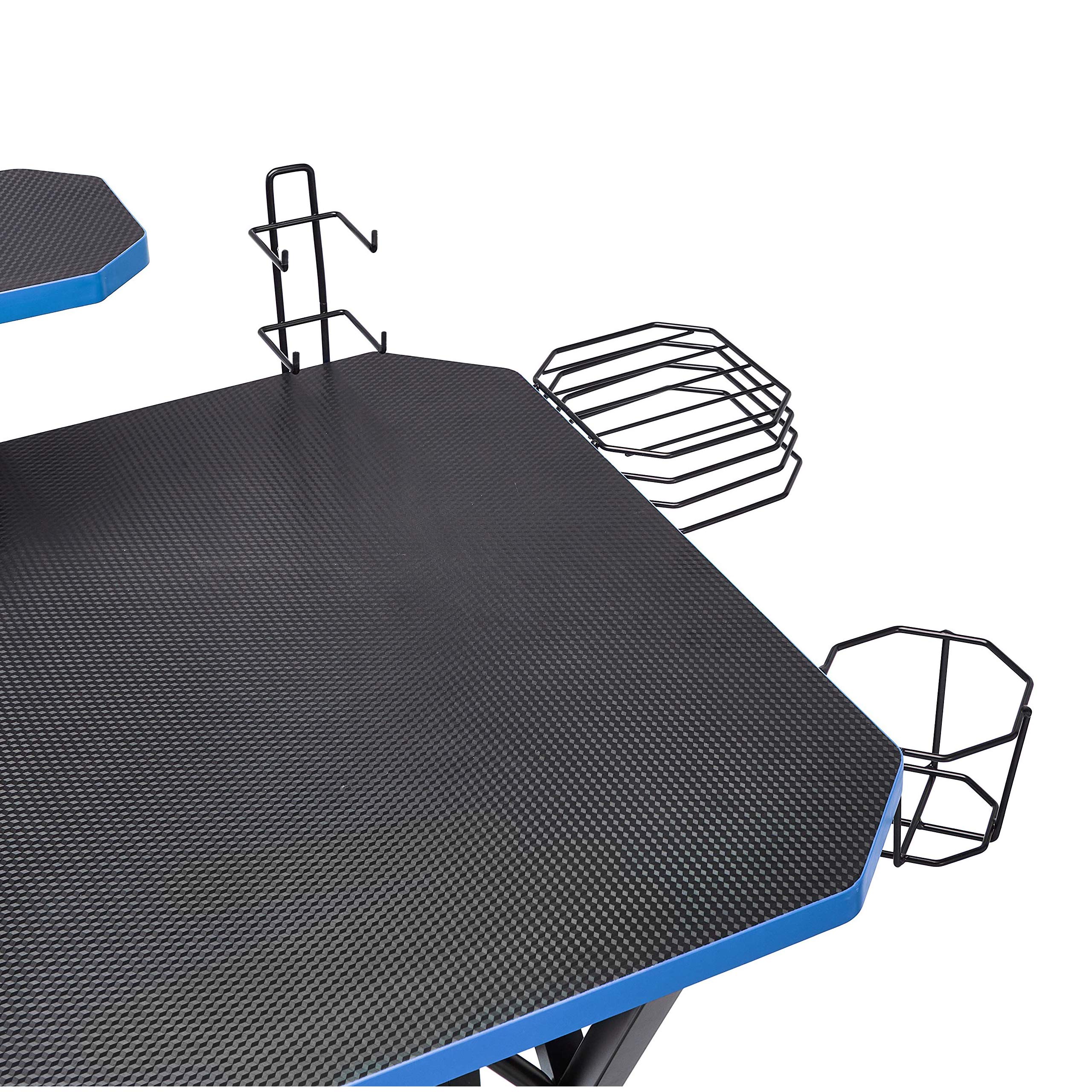 AmazonBasics Scrivania Gaming con Scomparti Blu 130 cm