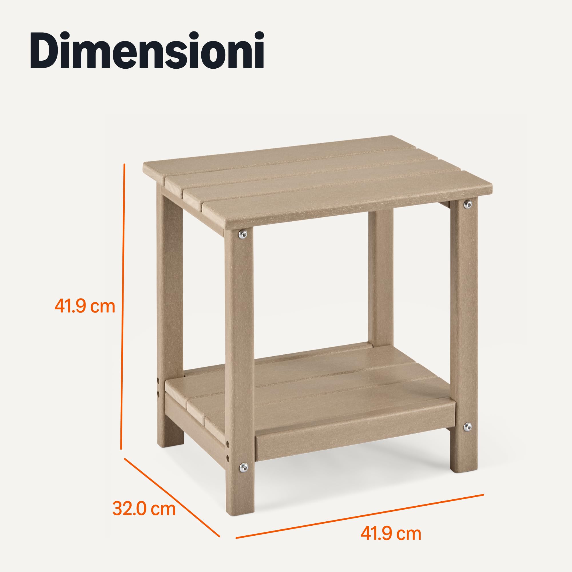 Amazon Basics Tavolino da Esterno Marrone 42x32x42 cm Acciaio