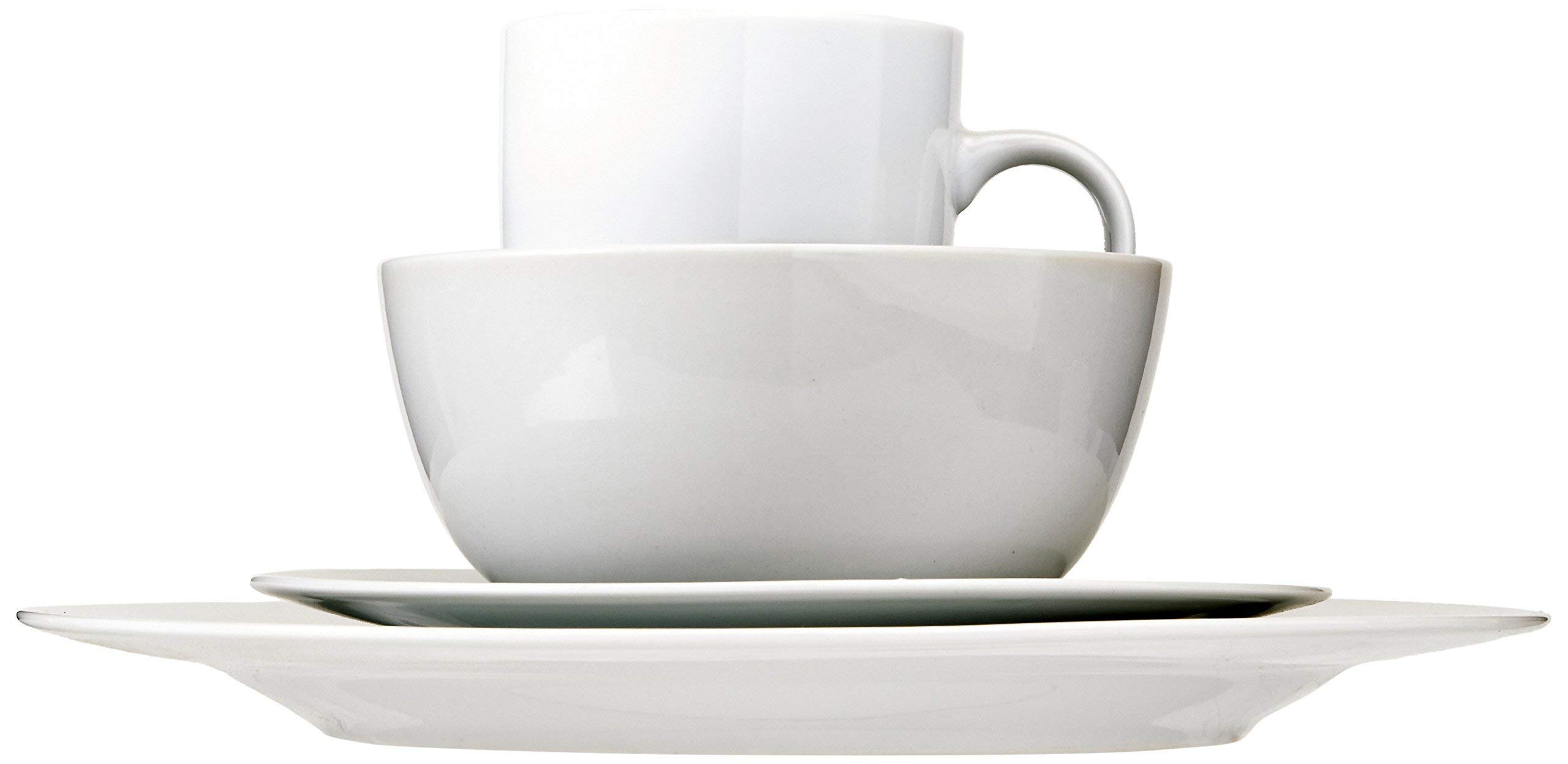 Amazon Basics Set Stoviglie 16 Pezzi Porcellana Bianco