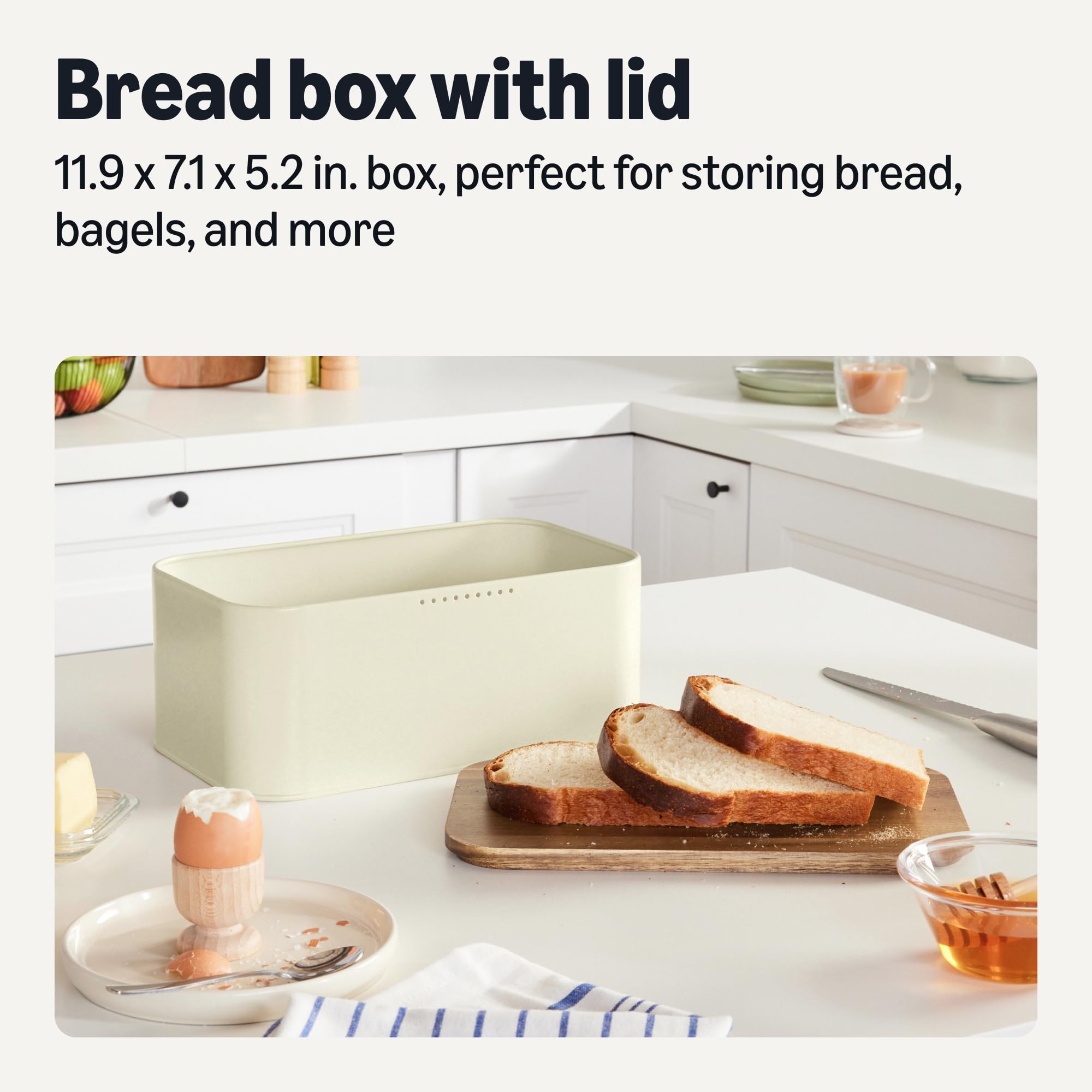 Amazon Basics Portapane Acciaio con Coperchio Tagliere