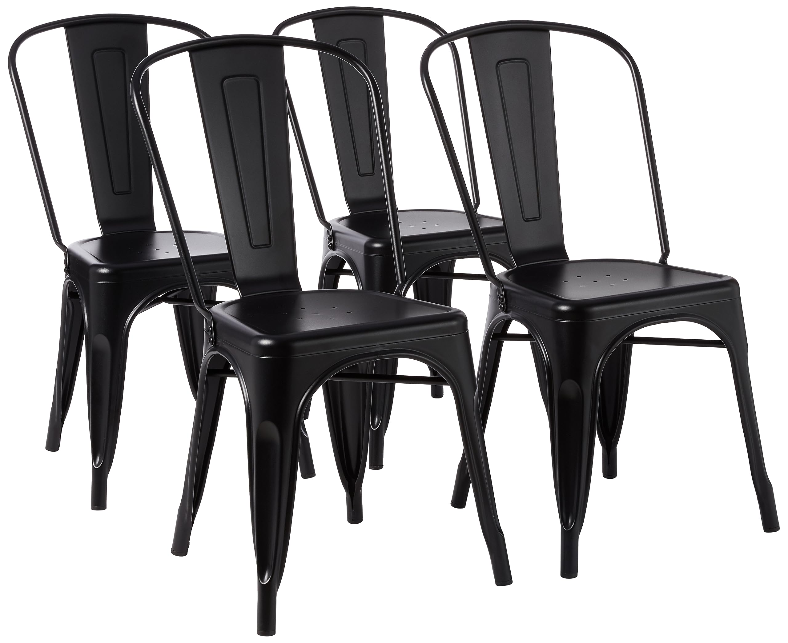 Amazon Basics Sedie Metallo Nere Impilabili Set 4 Pezzi Interno Esterno