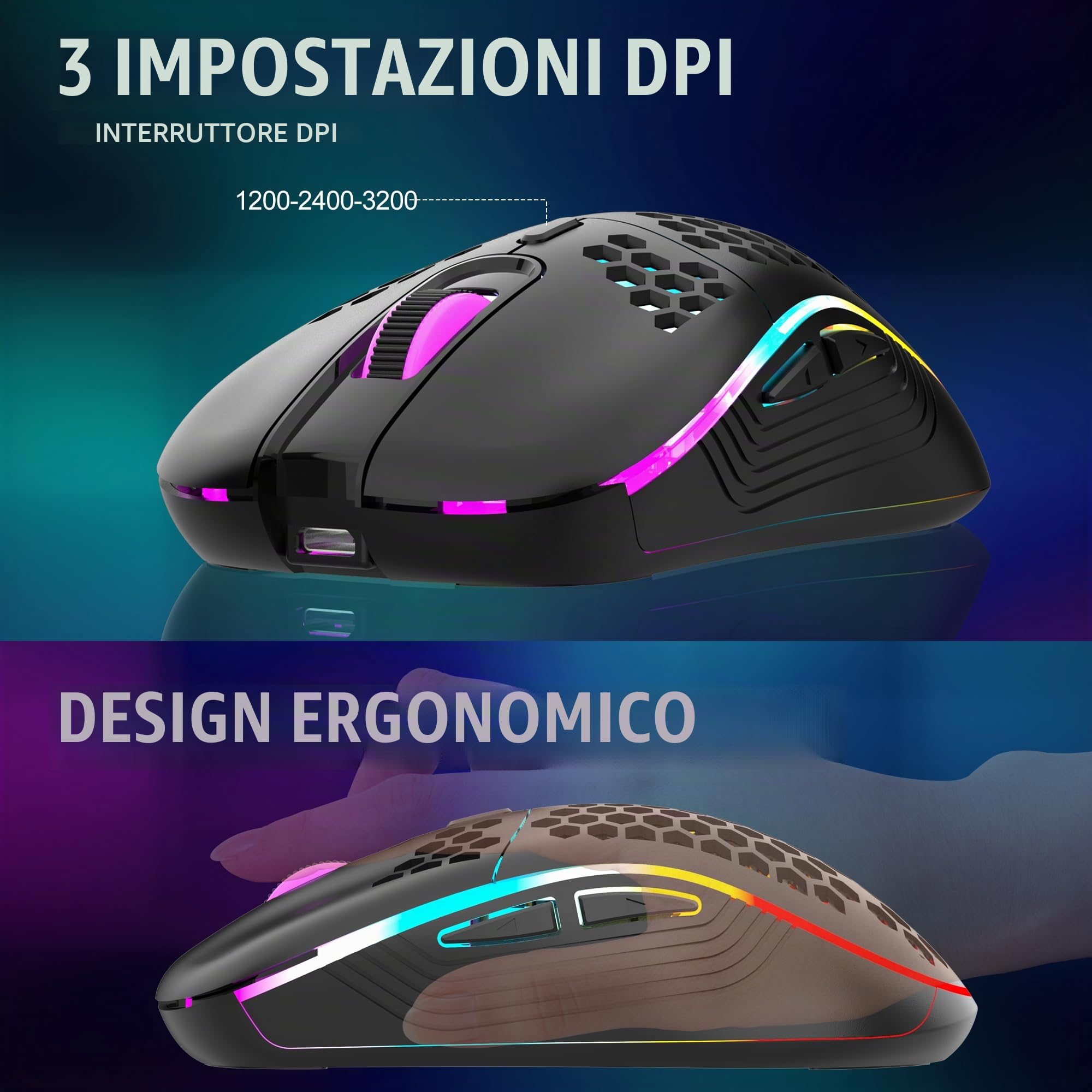 RedThunder K62 Combo Tastiera Mouse Gaming Wireless Multicolore