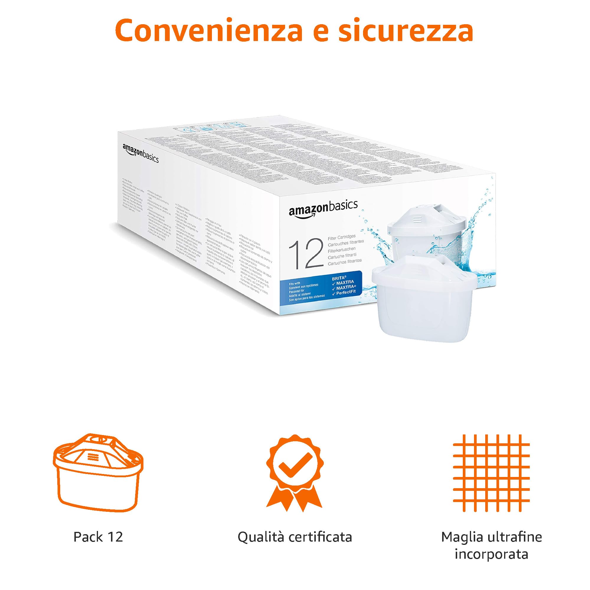 AmazonBasics Filtri Acqua 12 Pezzi per Caraffa Brita