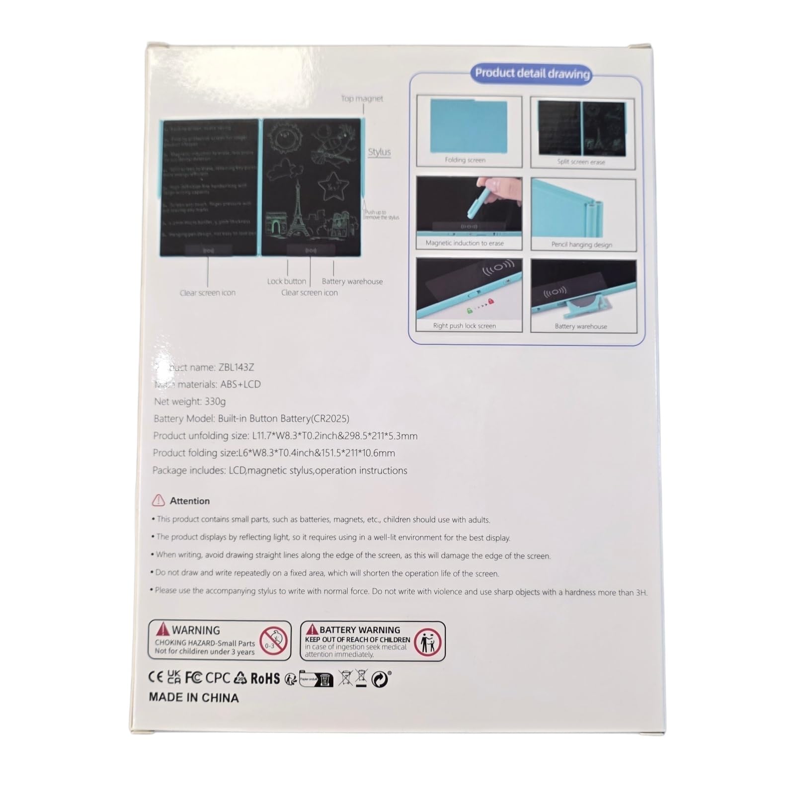 EMEBAY Tablet Scrittura LCD Pieghevole 14,4 Pollici