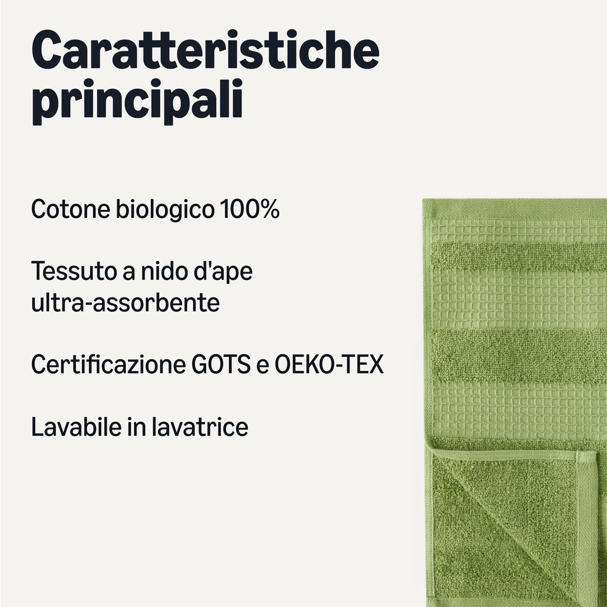 Amazon Basics Strofinacci Cucina Cotone Bio 6 Pezzi Nido d'Ape