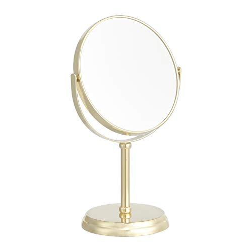 AmazonBasics Specchio Cosmetico Tavolo 1x/5x Oro Bifacciale