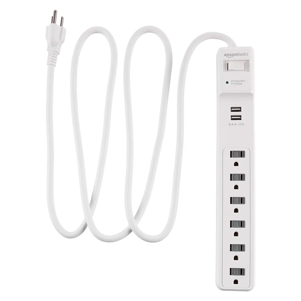 AmazonBasics Multipresa 6 Prese con 2 USB 1000 Joule