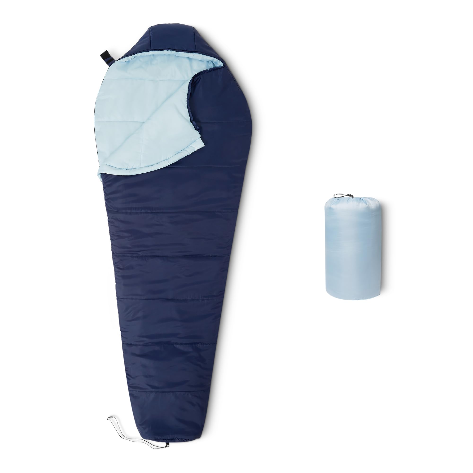Amazon Basics Sacco a Pelo 50F/10C Blu Acqua 1 Persona 3 Stagioni
