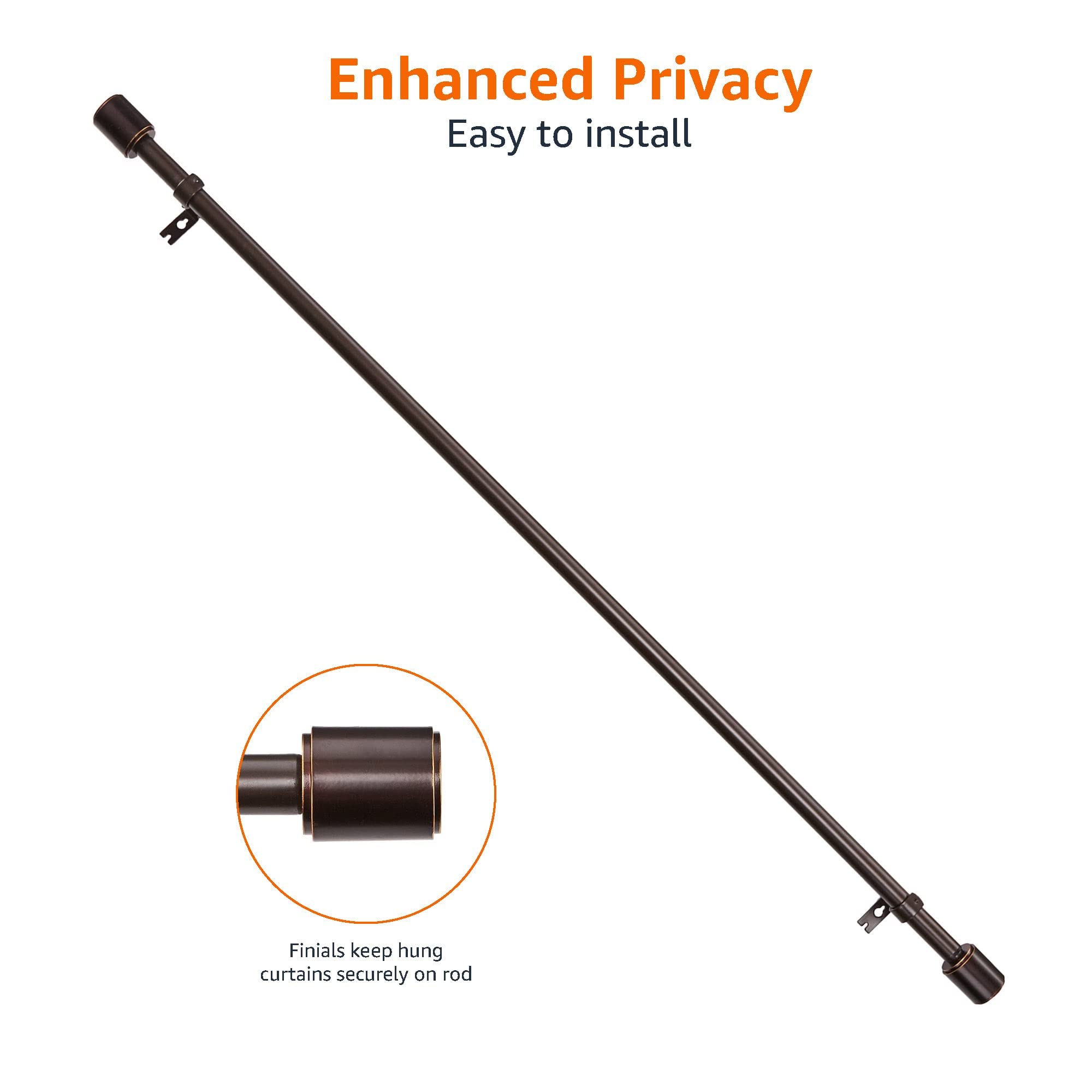 AmazonBasics Bastone per Tende 91-183 cm Espresso Regolabile