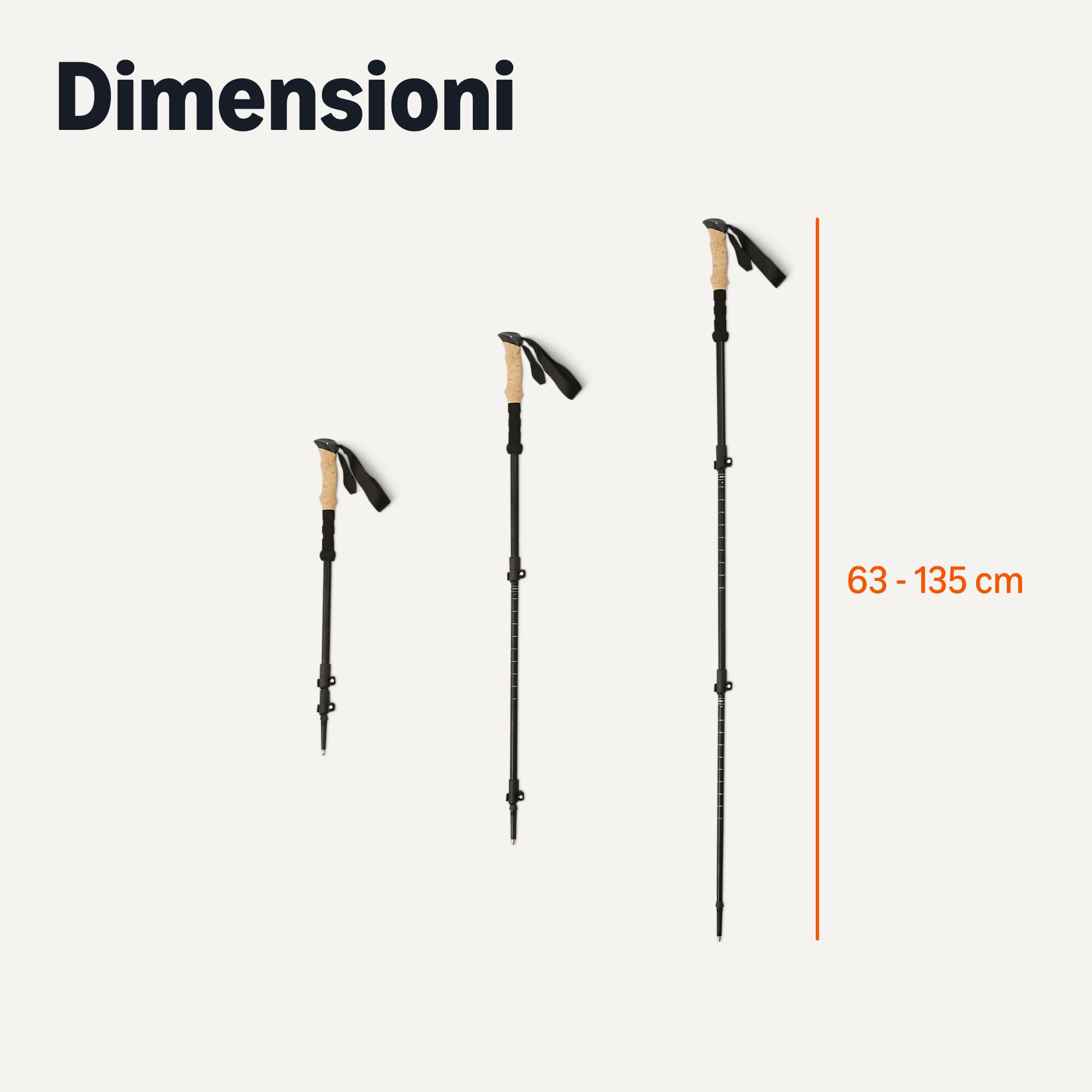 Amazon Basics bastoncini trekking alluminio 134,6 cm neri