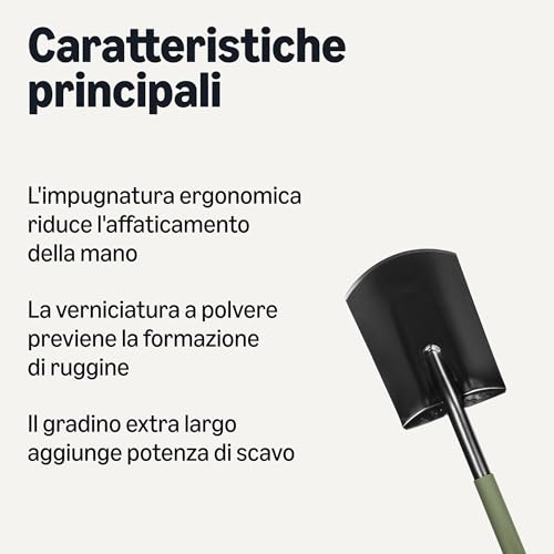 Amazon Basics pala da giardinaggio piatta 47 pollici acciaio nera