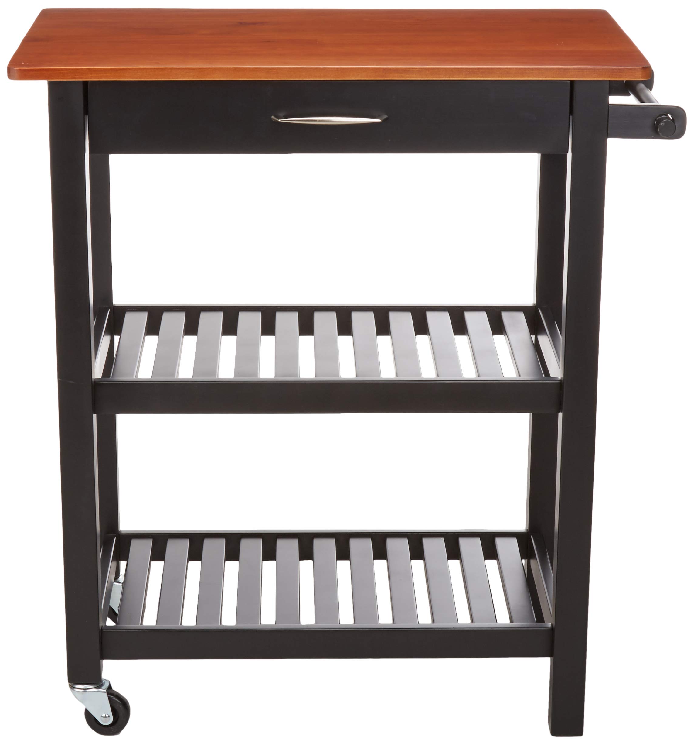 AmazonBasics Carrello Cucina con Ruote Ciliegio e Nero