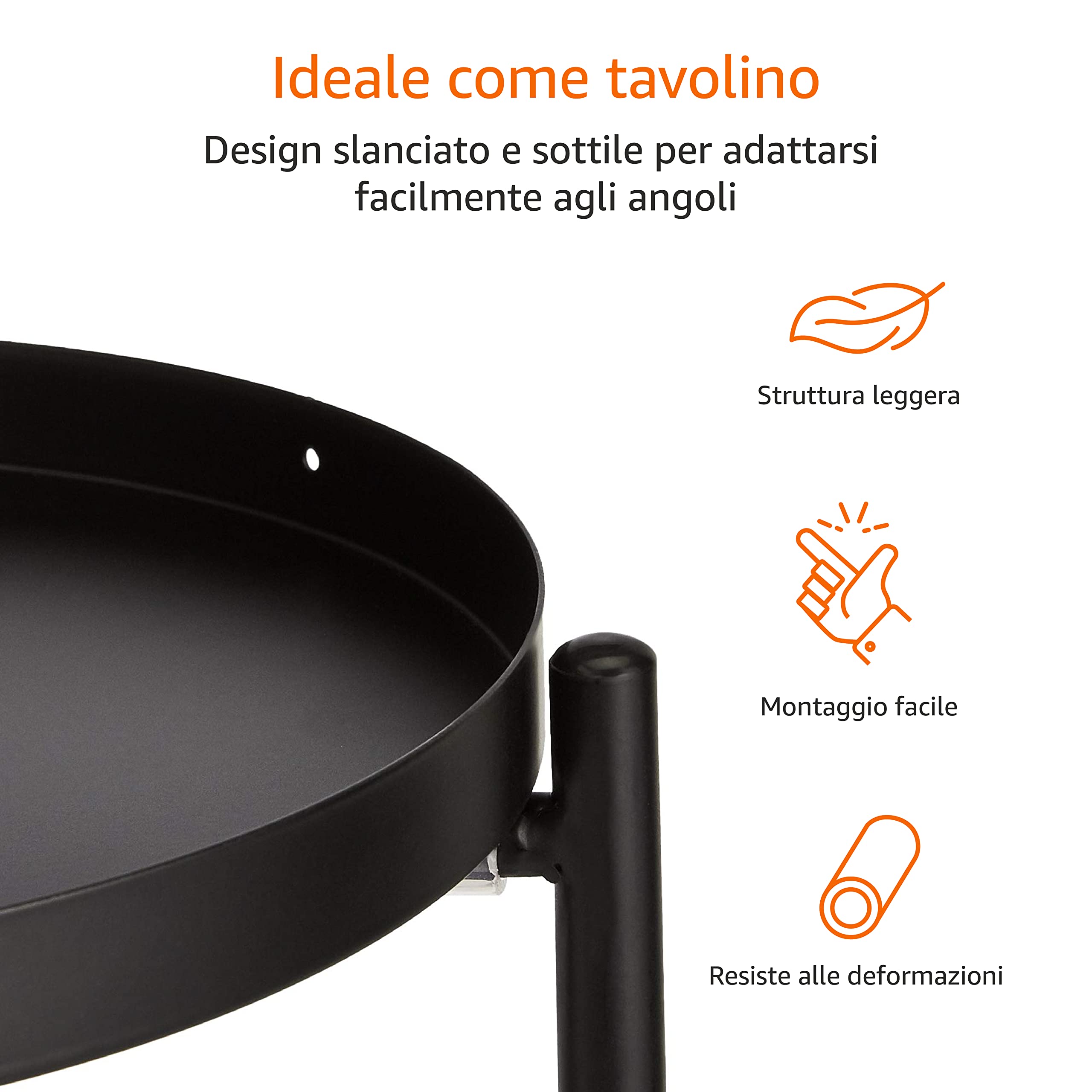 AmazonBasics mobile portapiante rotondo nero acciaio