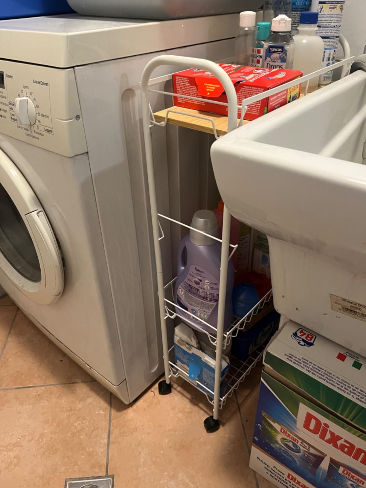 Amazon Basics carrello portavivande 4 ripiani bianco 41,5cm legno