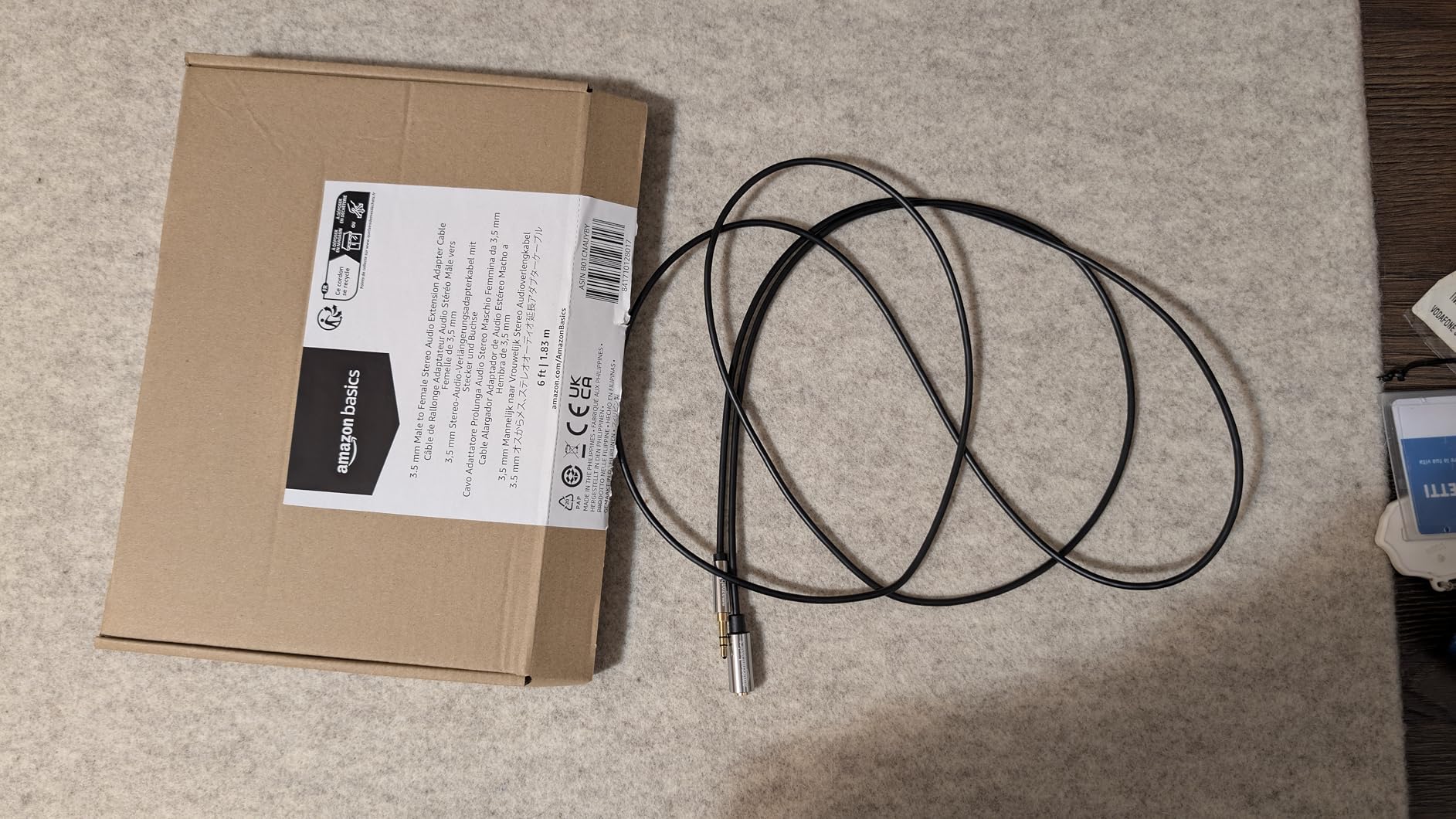 Amazon Basics Cavo Prolunga Audio Stereo 3,5 mm 1,8 m