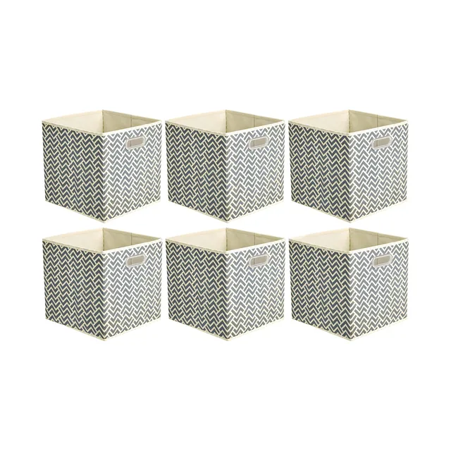 AmazonBasics Cubi Portaoggetti Tessuto Grigio Zig-Zag 6 pezzi