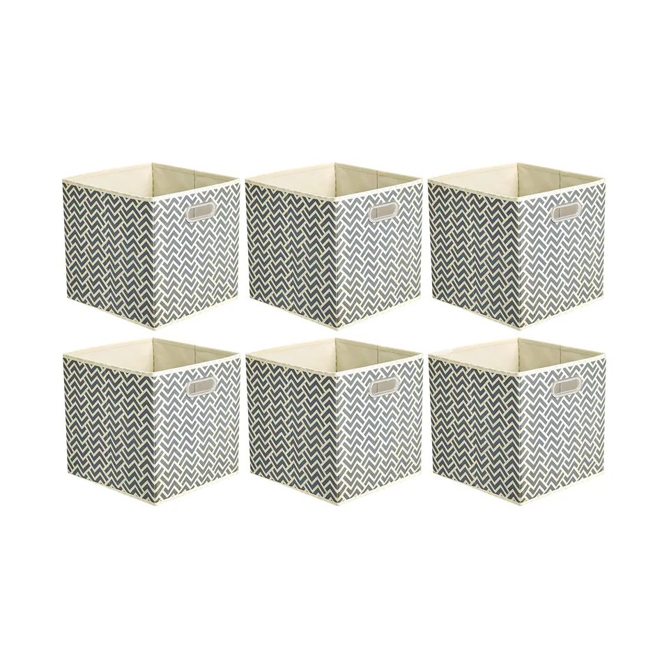 AmazonBasics Cubi Portaoggetti Tessuto Grigio Zig-Zag 6 pezzi