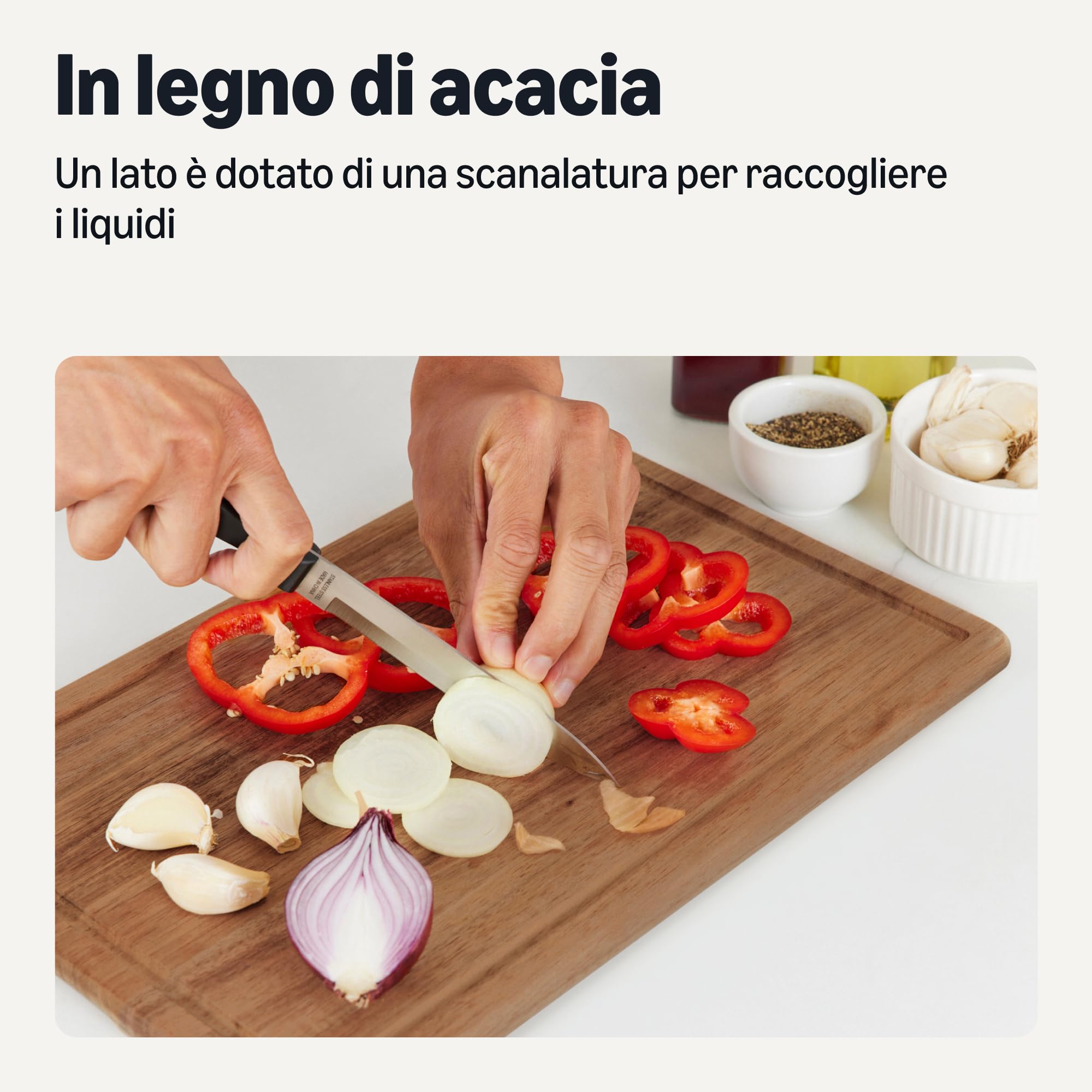 AmazonBasics set 3 taglieri legno acacia pretrattati olio