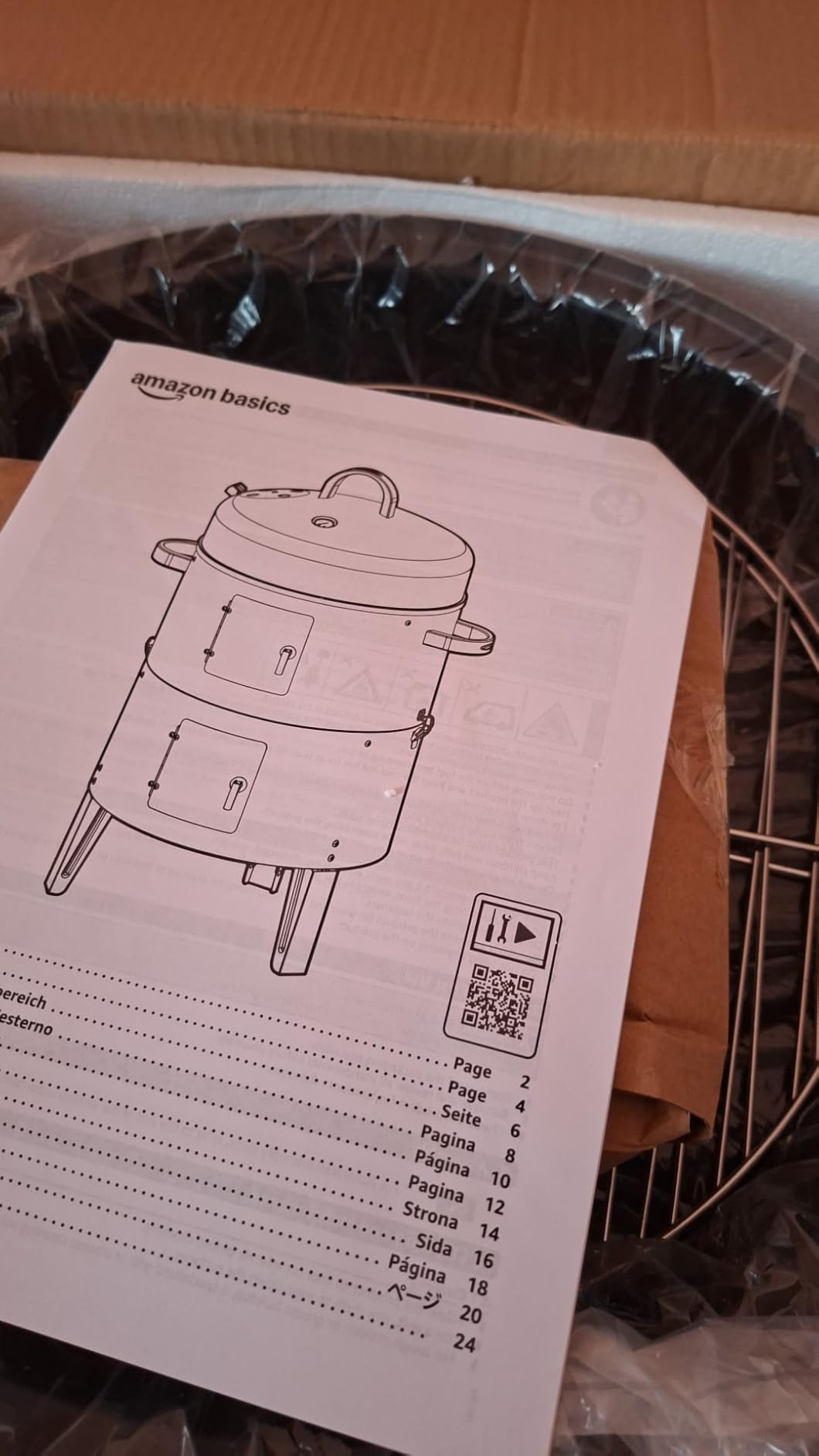 AmazonBasics Affumicatore barbecue carbone 40,6 cm nero 2 strati