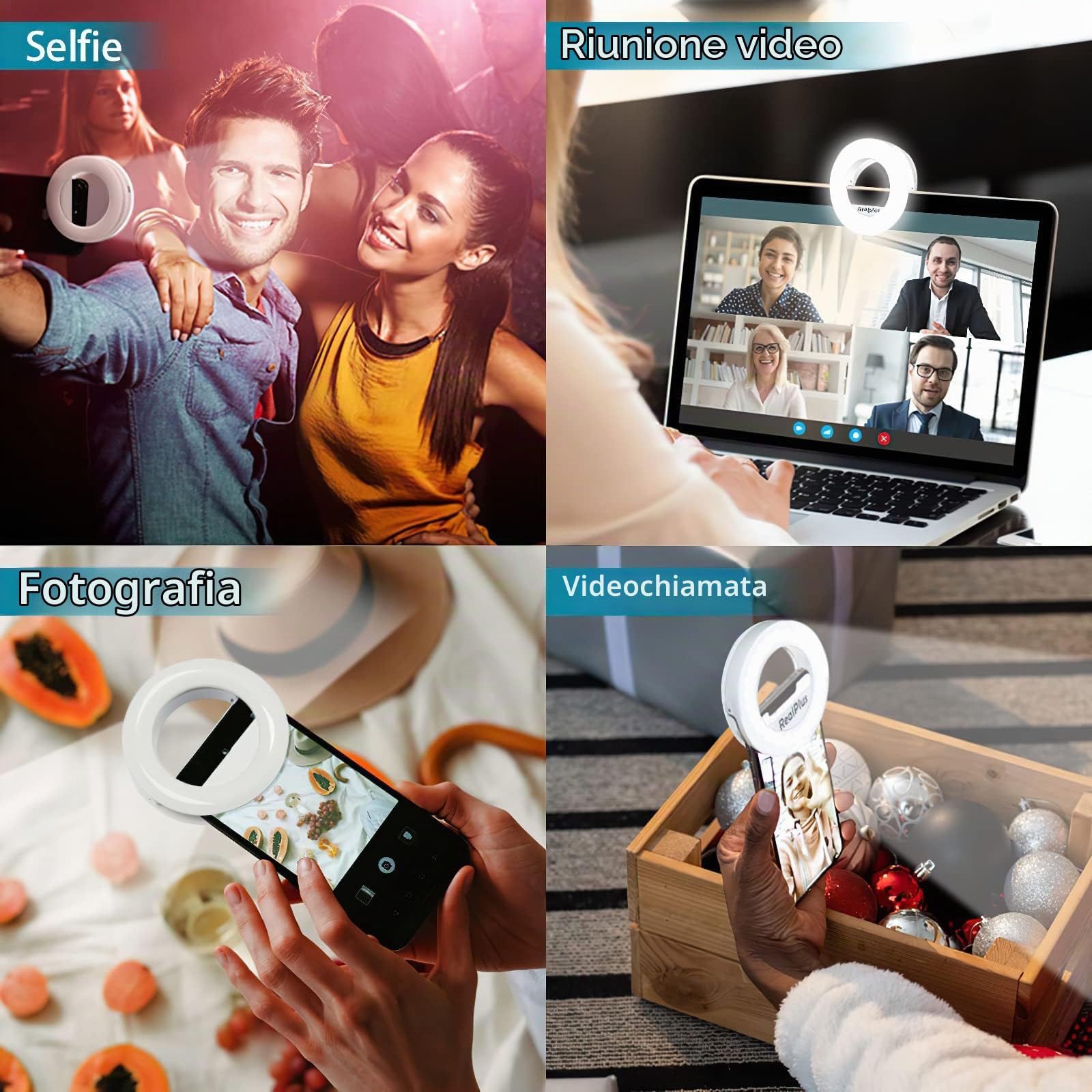 RealPlus Luce Selfie ad Anello LED con Clip Ricaricabile 40 LED