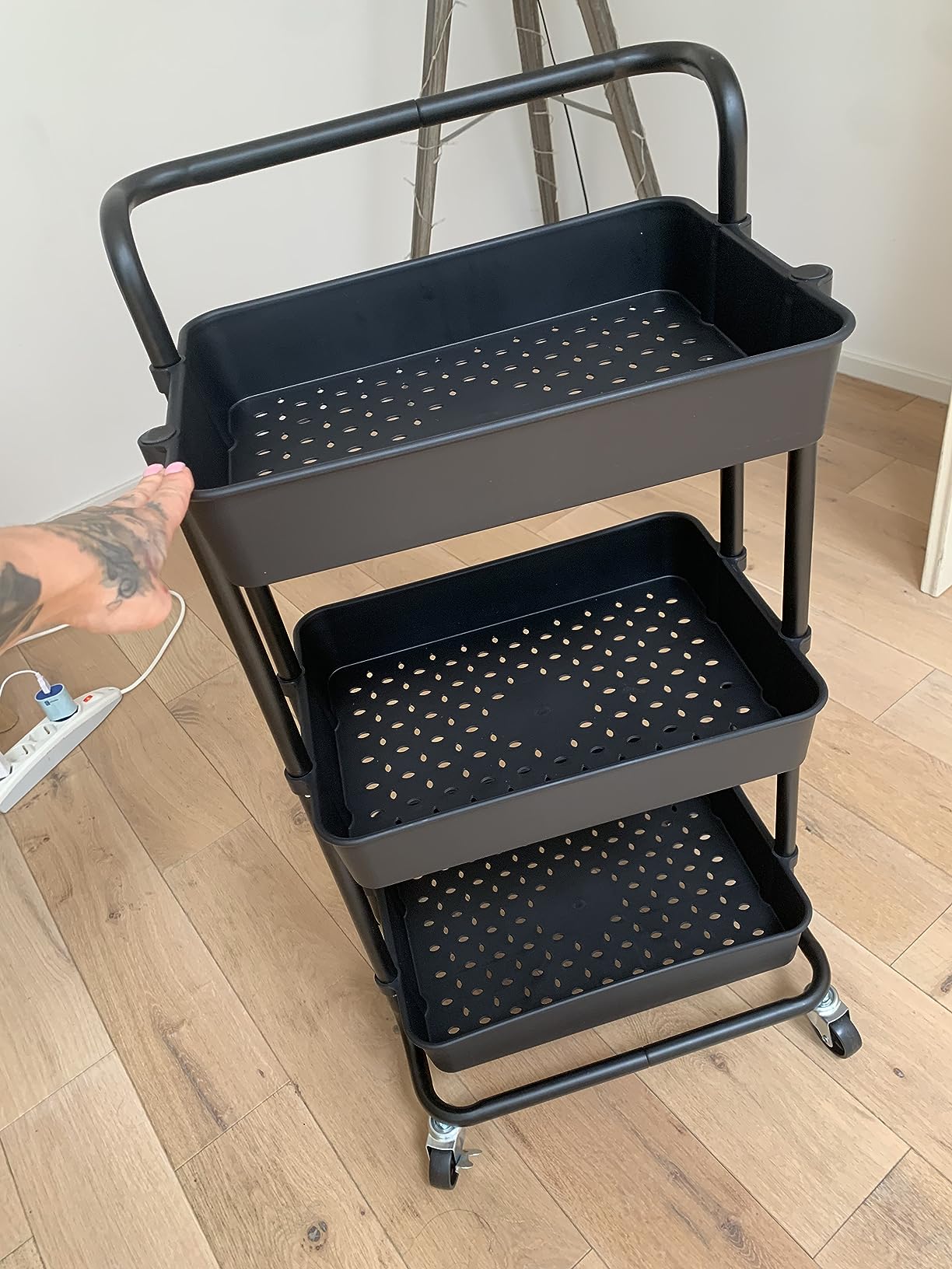 Amazon Basics Carrello 3 Ripiani Bianco con Ruote