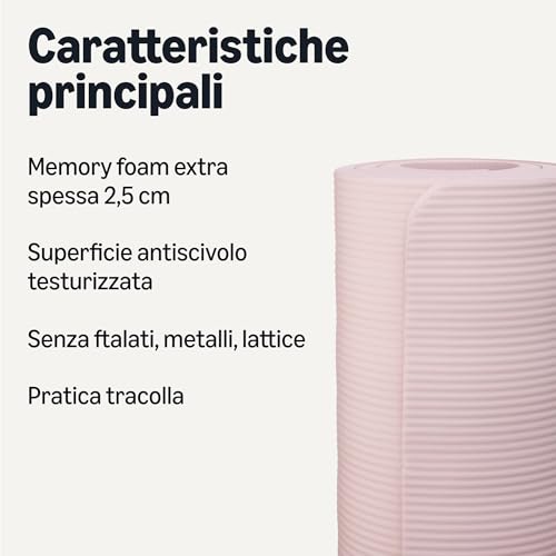 AmazonBasics Tappetino Yoga Fitness 2,5 cm Rosa Antiscivolo
