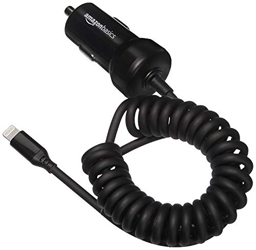AmazonBasics Caricabatterie Auto Lightning 2,4A Nero 0,45m MFi
