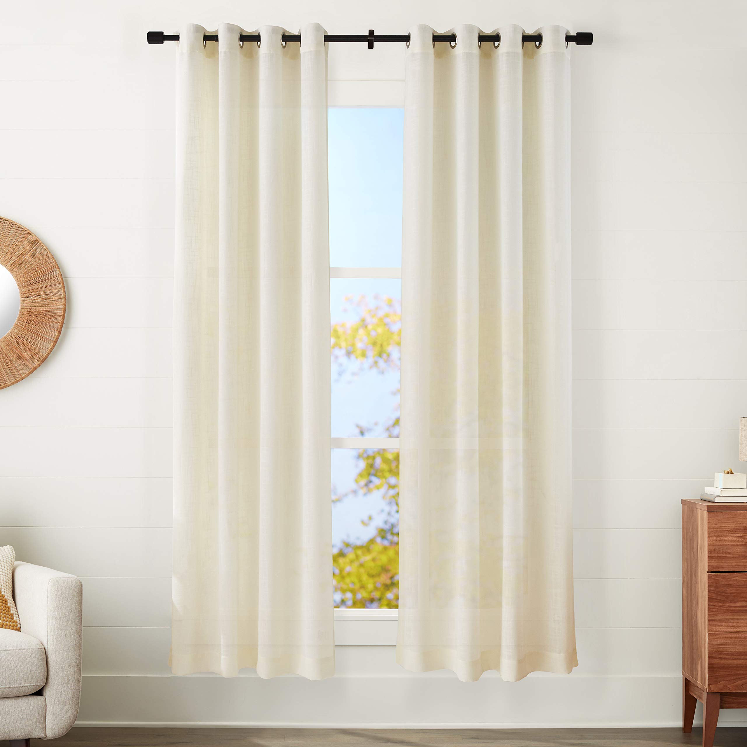 AmazonBasics Sheer Classic tenda trasparente 2 pz avorio 50x95 con occhielli