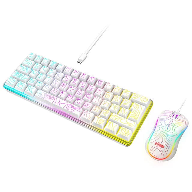 RedThunder Tastiera e Mouse Gaming 60% RGB 61 Tasti Bianco
