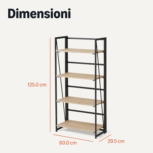 Amazon Basics libreria pieghevole 4 ripiani rovere 125 cm