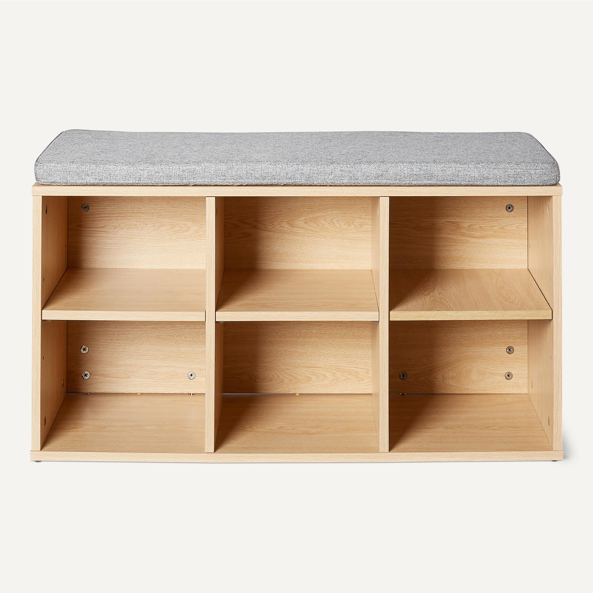 Amazon Basics panca portascarpe con cuscino rovere 6 scomparti