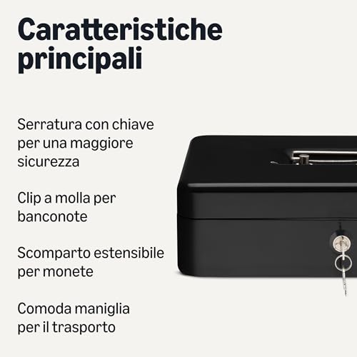 Amazon Basics cassetta portavalori con chiave nera