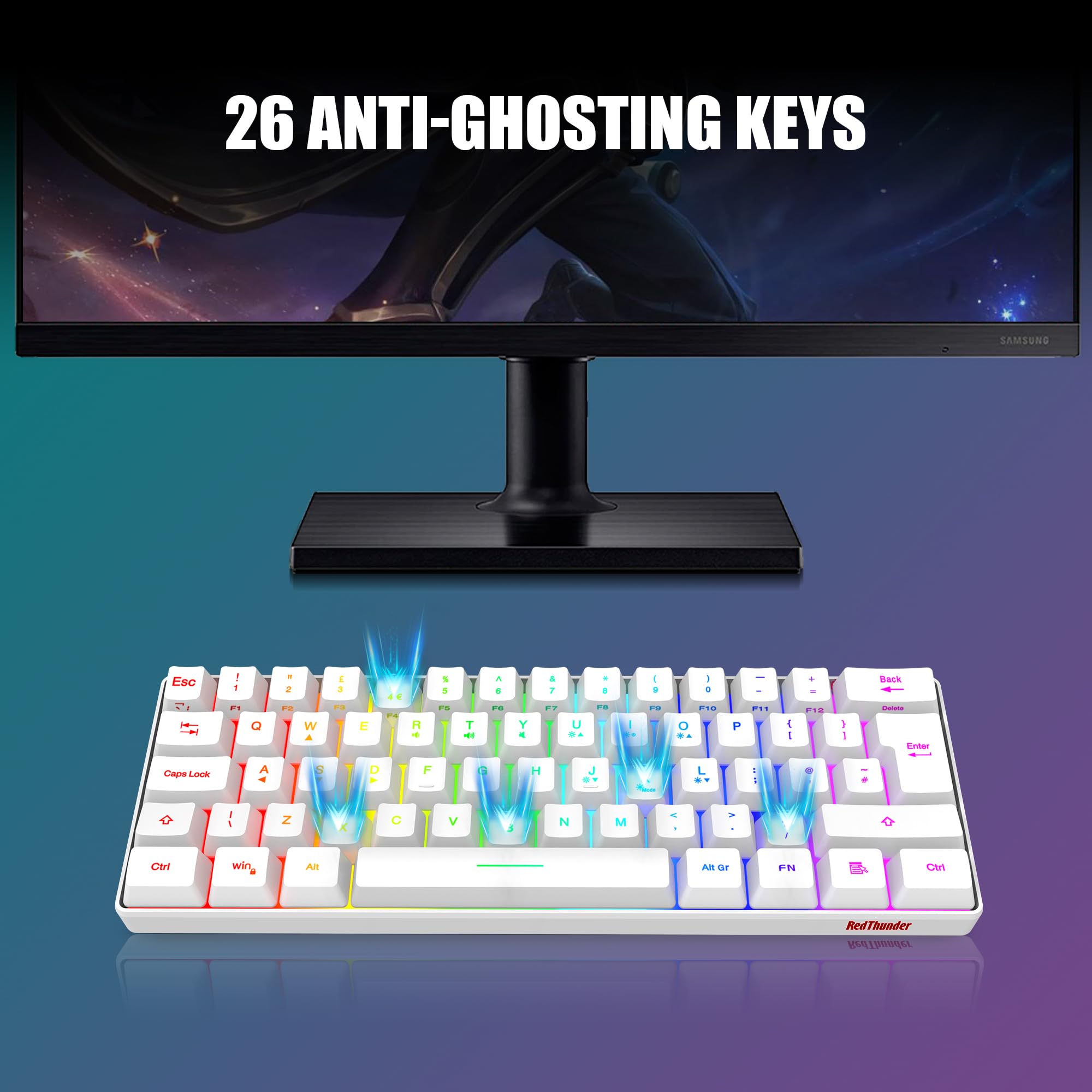 RedThunder kit tastiera e mouse gaming 60% RGB bianco