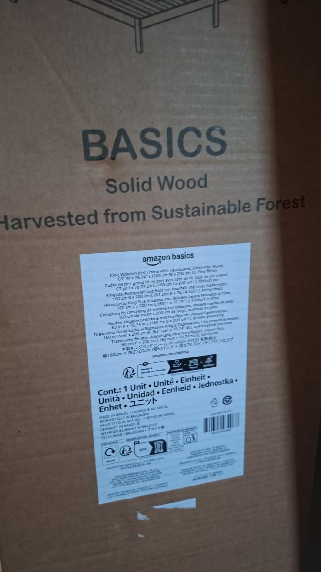 Amazon Basics letto singolo in pino 90x200 con testiera