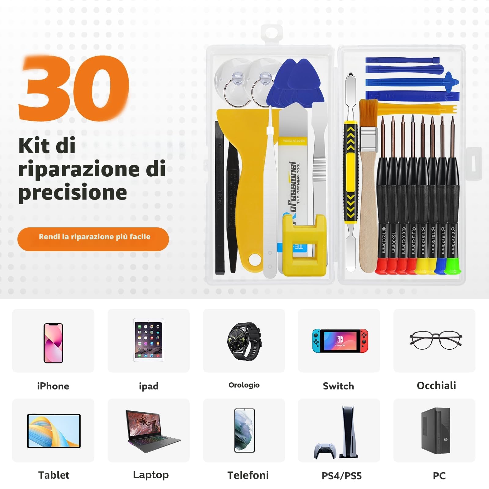 RealPlus Kit Riparazione Telefono 30 Pezzi Cacciaviti